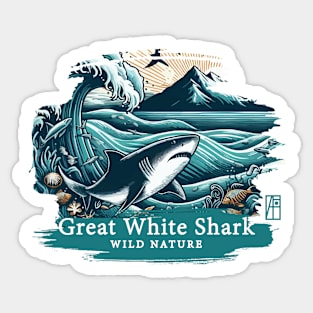 Great White Shark - WILD NATURE - GREAT WHITE SHARK -3 Sticker